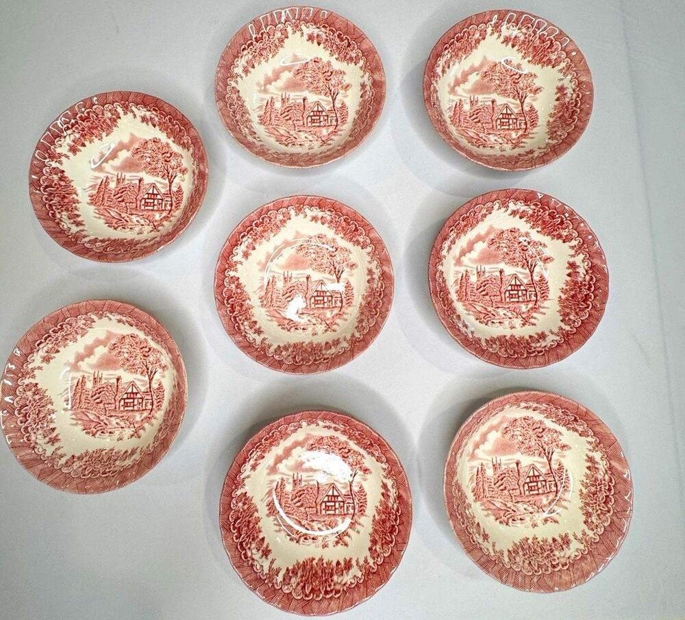 8 Churchill 6in Scenic Landscape Rose Pink, salad, Bowls England Dishwasher Safe